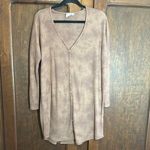 White Crow Cozy Tan Button-Up Cardigan Duster